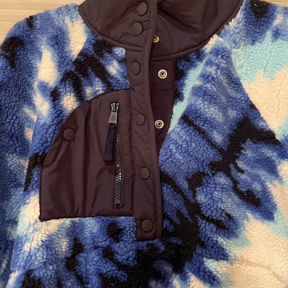 NWT Free People Movement Rocky Ridge fleece oversized ocean tie-dye pull over - Picture 12 of 16